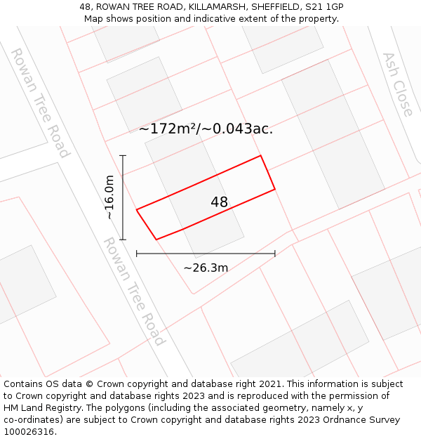 48, ROWAN TREE ROAD, KILLAMARSH, SHEFFIELD, S21 1GP: Plot and title map
