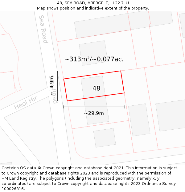 48, SEA ROAD, ABERGELE, LL22 7LU: Plot and title map