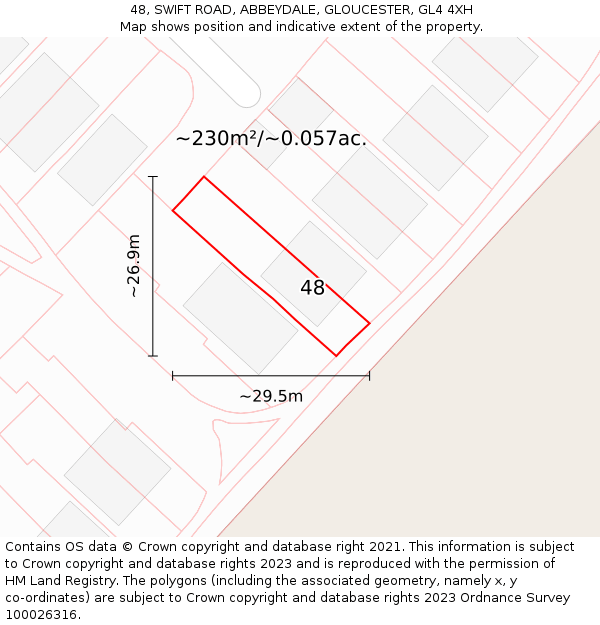 48, SWIFT ROAD, ABBEYDALE, GLOUCESTER, GL4 4XH: Plot and title map