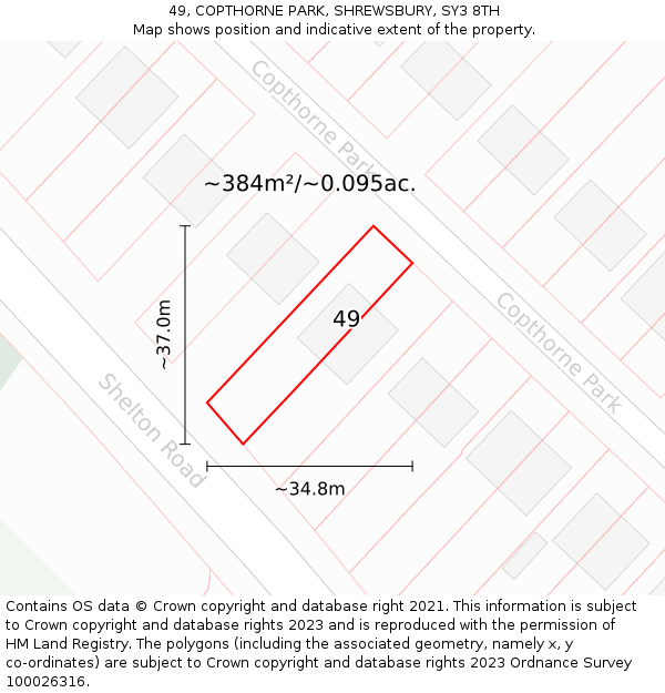 49, COPTHORNE PARK, SHREWSBURY, SY3 8TH: Plot and title map
