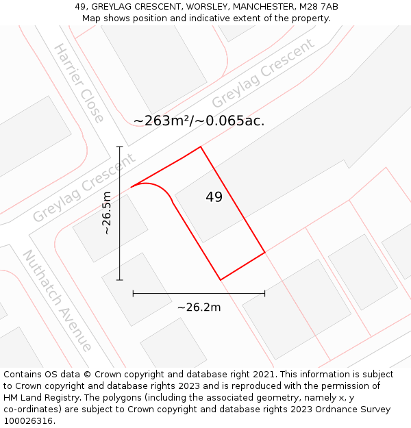 49, GREYLAG CRESCENT, WORSLEY, MANCHESTER, M28 7AB: Plot and title map