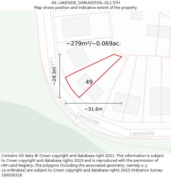 49, LAKESIDE, DARLINGTON, DL1 5TH: Plot and title map