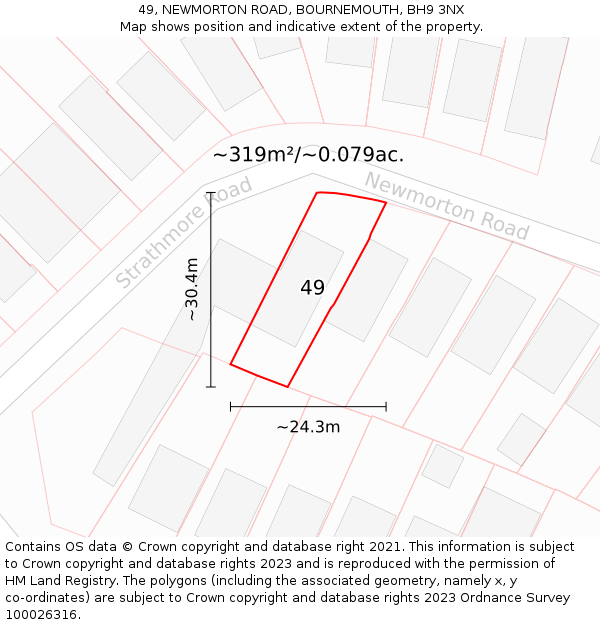 49, NEWMORTON ROAD, BOURNEMOUTH, BH9 3NX: Plot and title map