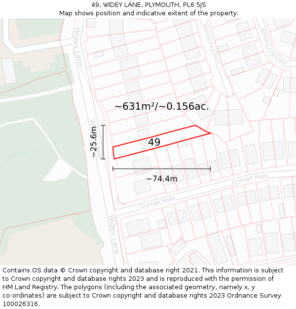 49, WIDEY LANE, PLYMOUTH, PL6 5JS: Plot and title map
