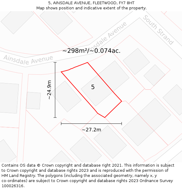 5, AINSDALE AVENUE, FLEETWOOD, FY7 8HT: Plot and title map