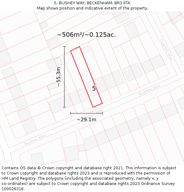 5, BUSHEY WAY, BECKENHAM, BR3 6TA: Plot and title map