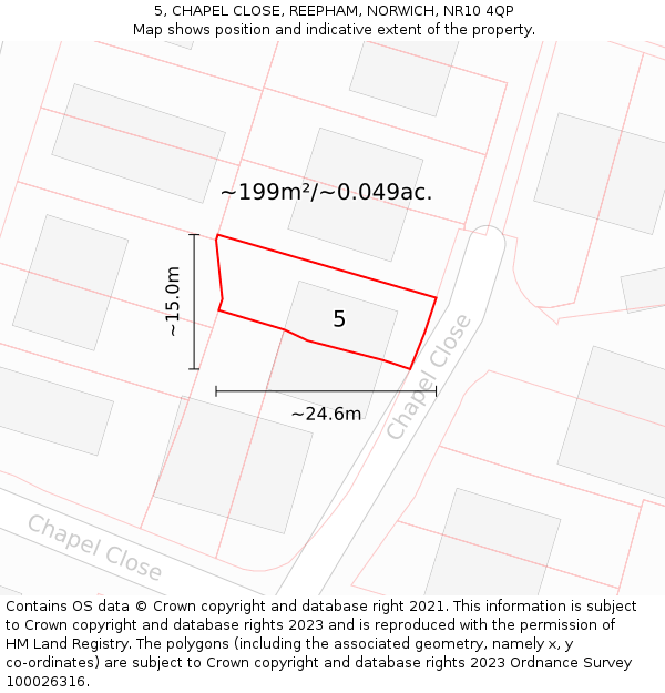 5, CHAPEL CLOSE, REEPHAM, NORWICH, NR10 4QP: Plot and title map