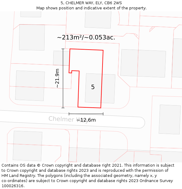 5, CHELMER WAY, ELY, CB6 2WS: Plot and title map