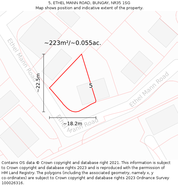 5, ETHEL MANN ROAD, BUNGAY, NR35 1SG: Plot and title map