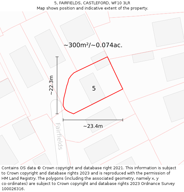 5, FAIRFIELDS, CASTLEFORD, WF10 3LR: Plot and title map
