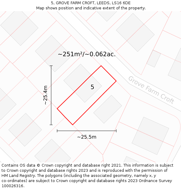 5, GROVE FARM CROFT, LEEDS, LS16 6DE: Plot and title map