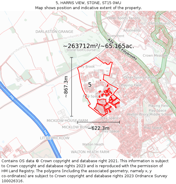 5, HARRIS VIEW, STONE, ST15 0WU: Plot and title map
