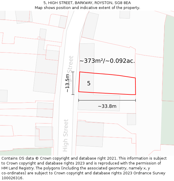 5, HIGH STREET, BARKWAY, ROYSTON, SG8 8EA: Plot and title map
