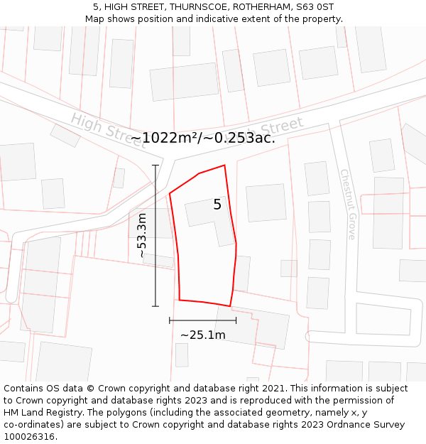 5, HIGH STREET, THURNSCOE, ROTHERHAM, S63 0ST: Plot and title map