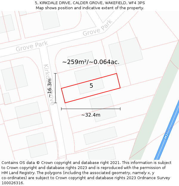 5, KIRKDALE DRIVE, CALDER GROVE, WAKEFIELD, WF4 3PS: Plot and title map