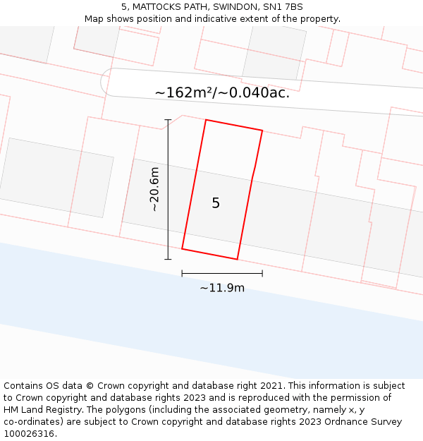 5, MATTOCKS PATH, SWINDON, SN1 7BS: Plot and title map
