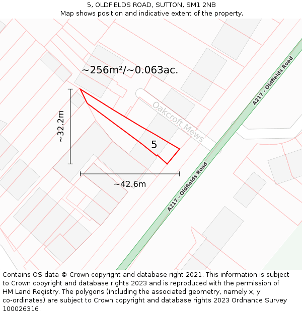 5, OLDFIELDS ROAD, SUTTON, SM1 2NB: Plot and title map