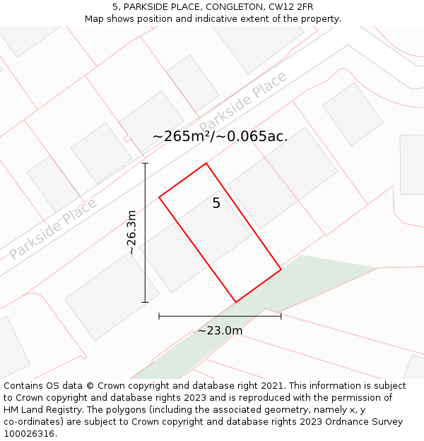 5, PARKSIDE PLACE, CONGLETON, CW12 2FR: Plot and title map