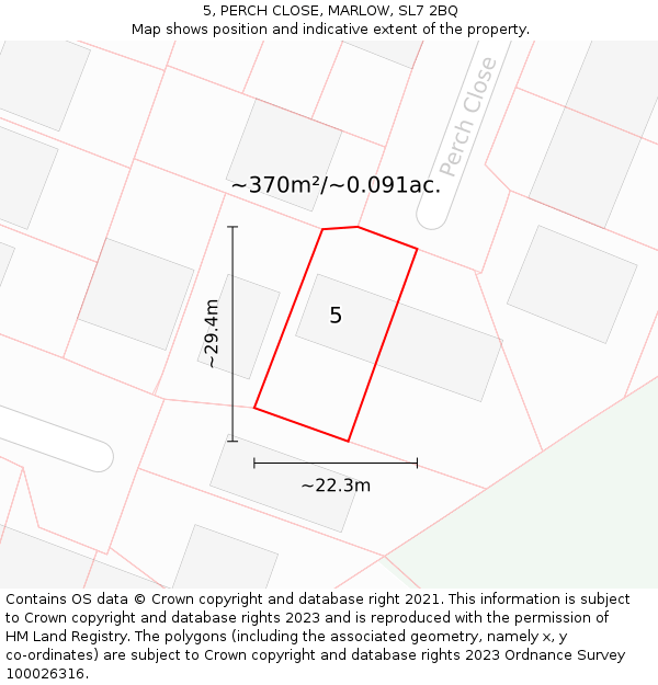 5, PERCH CLOSE, MARLOW, SL7 2BQ: Plot and title map