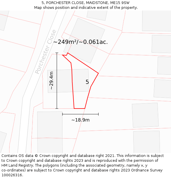 5, PORCHESTER CLOSE, MAIDSTONE, ME15 9SW: Plot and title map