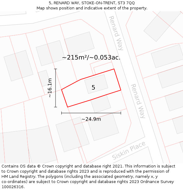 5, RENARD WAY, STOKE-ON-TRENT, ST3 7QQ: Plot and title map