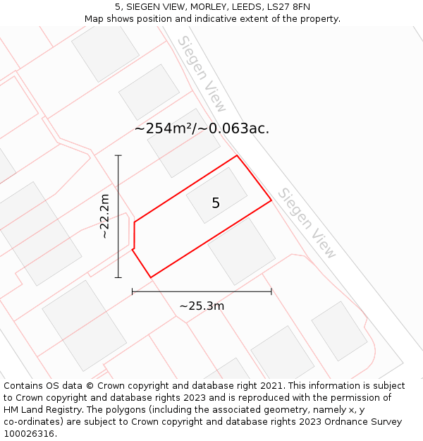 5, SIEGEN VIEW, MORLEY, LEEDS, LS27 8FN: Plot and title map
