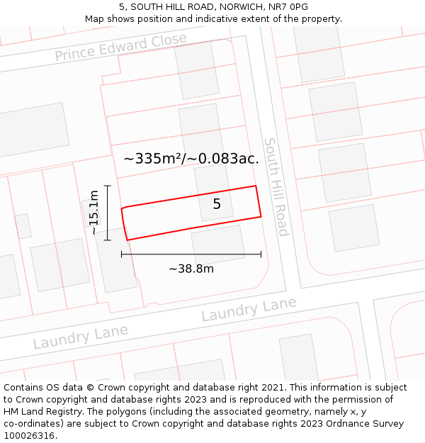 5, SOUTH HILL ROAD, NORWICH, NR7 0PG: Plot and title map