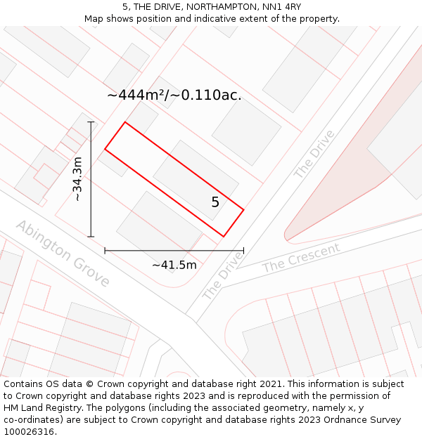 5, THE DRIVE, NORTHAMPTON, NN1 4RY: Plot and title map