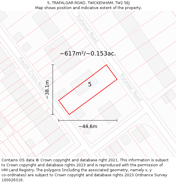 5, TRAFALGAR ROAD, TWICKENHAM, TW2 5EJ: Plot and title map