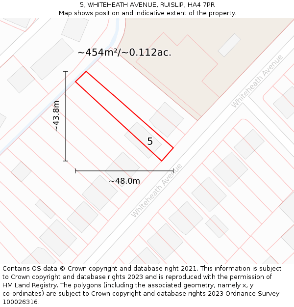 5, WHITEHEATH AVENUE, RUISLIP, HA4 7PR: Plot and title map