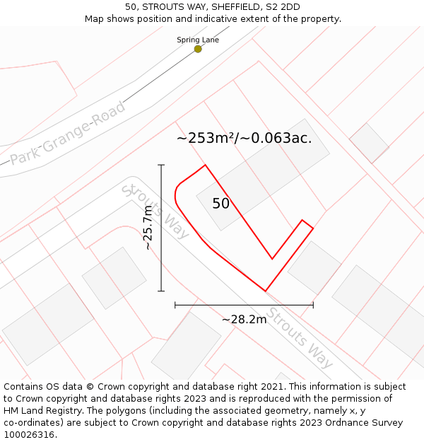 50, STROUTS WAY, SHEFFIELD, S2 2DD: Plot and title map