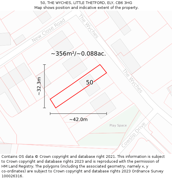 50, THE WYCHES, LITTLE THETFORD, ELY, CB6 3HG: Plot and title map