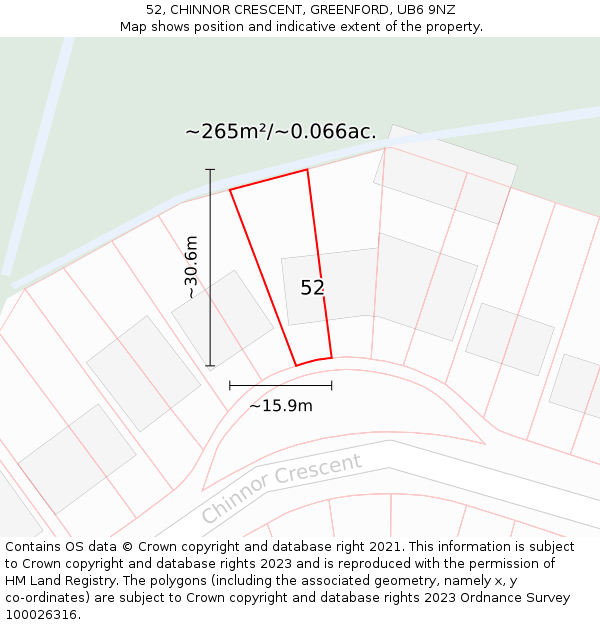 52, CHINNOR CRESCENT, GREENFORD, UB6 9NZ: Plot and title map