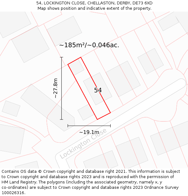 54, LOCKINGTON CLOSE, CHELLASTON, DERBY, DE73 6XD: Plot and title map