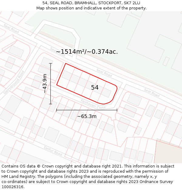 54, SEAL ROAD, BRAMHALL, STOCKPORT, SK7 2LU: Plot and title map