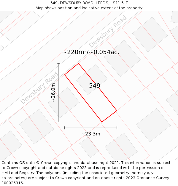 549, DEWSBURY ROAD, LEEDS, LS11 5LE: Plot and title map