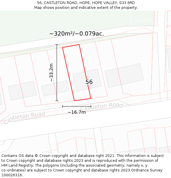 56, CASTLETON ROAD, HOPE, HOPE VALLEY, S33 6RD: Plot and title map
