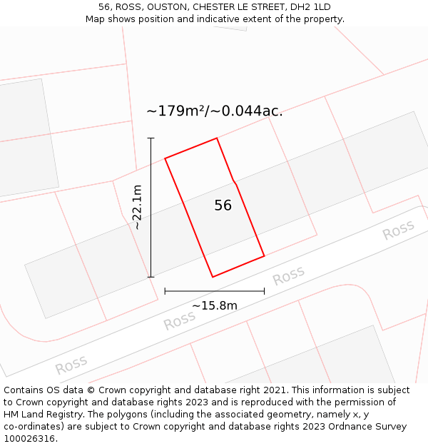 56, ROSS, OUSTON, CHESTER LE STREET, DH2 1LD: Plot and title map