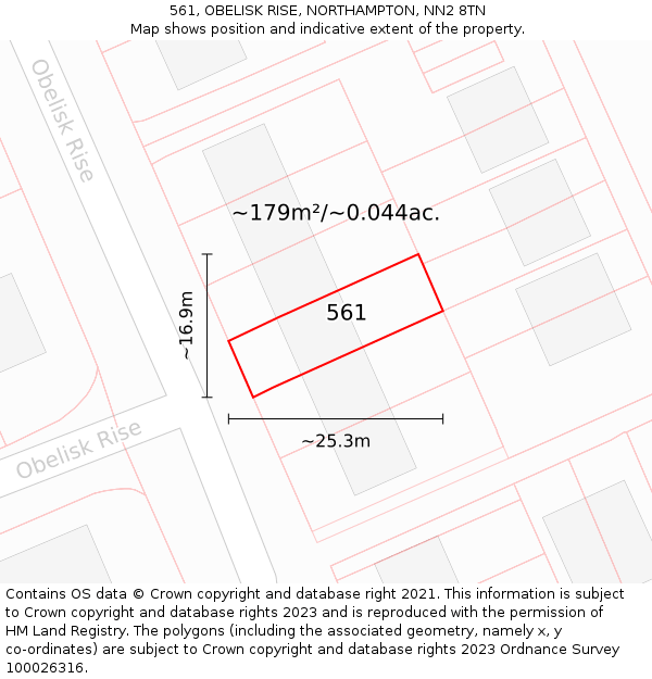 561, OBELISK RISE, NORTHAMPTON, NN2 8TN: Plot and title map
