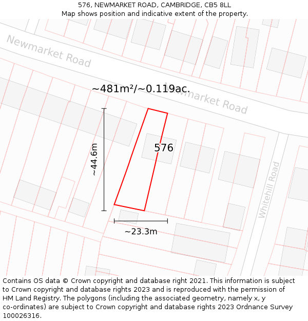 576, NEWMARKET ROAD, CAMBRIDGE, CB5 8LL: Plot and title map