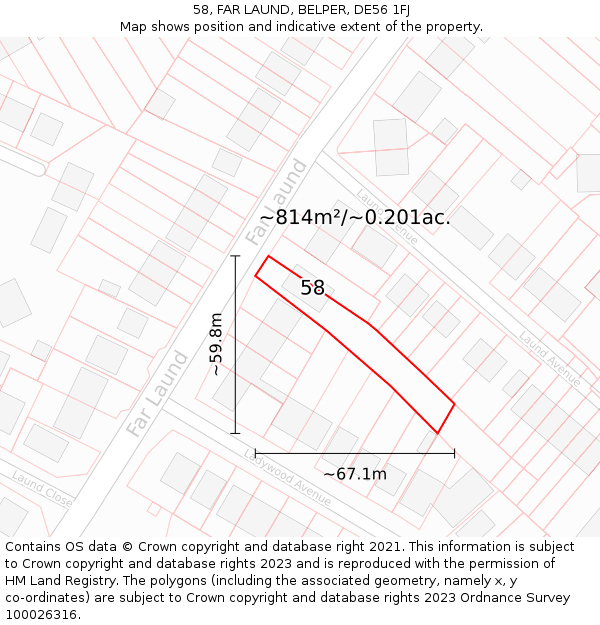 58, FAR LAUND, BELPER, DE56 1FJ: Plot and title map