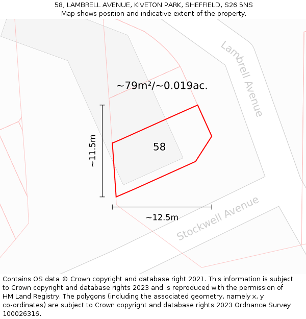 58, LAMBRELL AVENUE, KIVETON PARK, SHEFFIELD, S26 5NS: Plot and title map