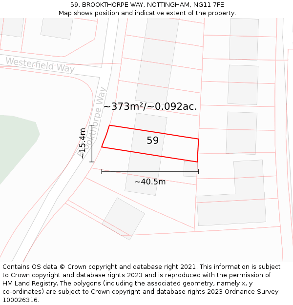 59, BROOKTHORPE WAY, NOTTINGHAM, NG11 7FE: Plot and title map