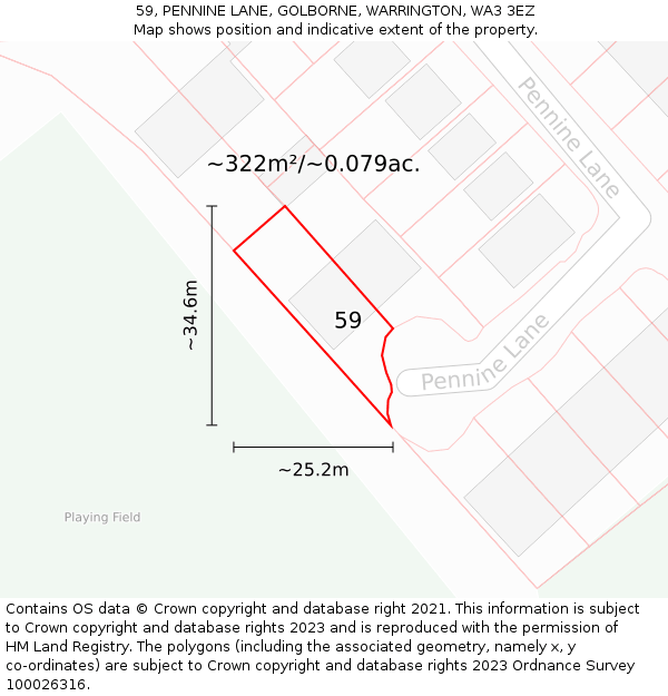 59, PENNINE LANE, GOLBORNE, WARRINGTON, WA3 3EZ: Plot and title map