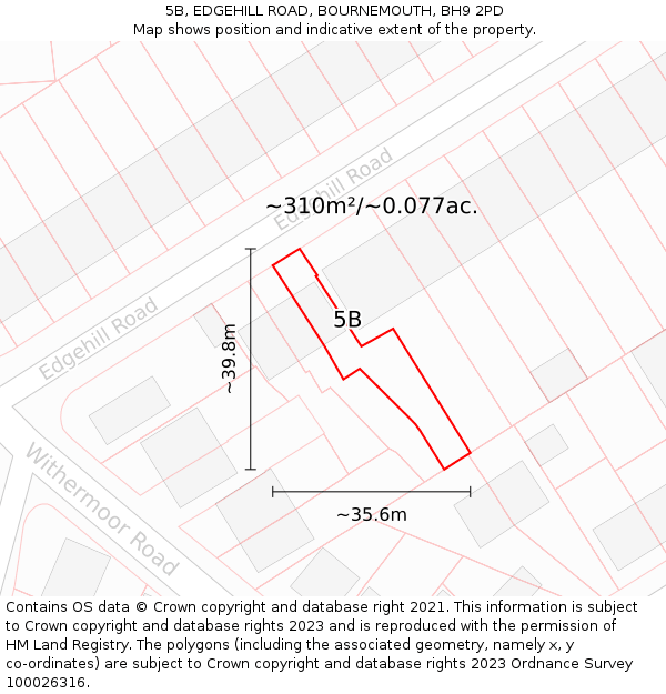 5B, EDGEHILL ROAD, BOURNEMOUTH, BH9 2PD: Plot and title map