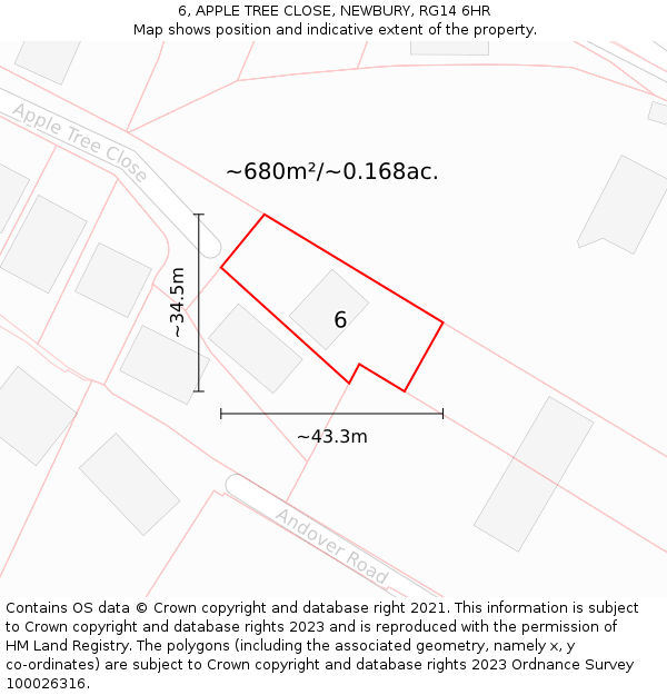 6, APPLE TREE CLOSE, NEWBURY, RG14 6HR: Plot and title map