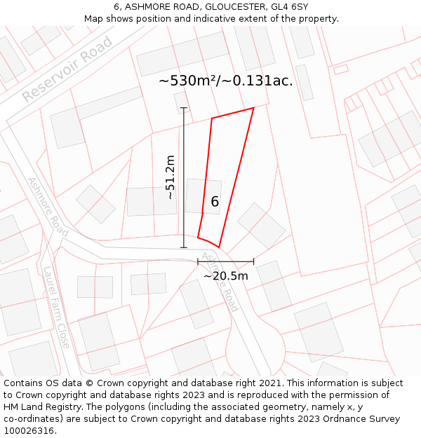 6, ASHMORE ROAD, GLOUCESTER, GL4 6SY: Plot and title map