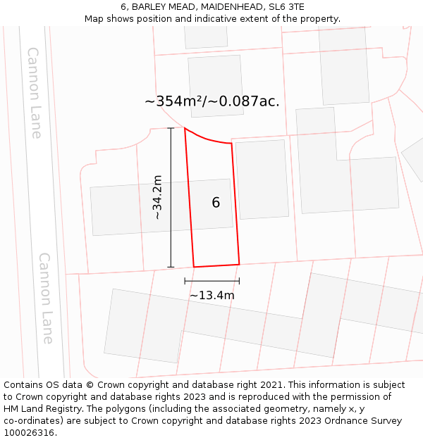 6, BARLEY MEAD, MAIDENHEAD, SL6 3TE: Plot and title map