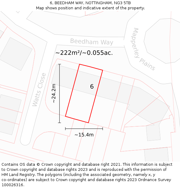 6, BEEDHAM WAY, NOTTINGHAM, NG3 5TB: Plot and title map