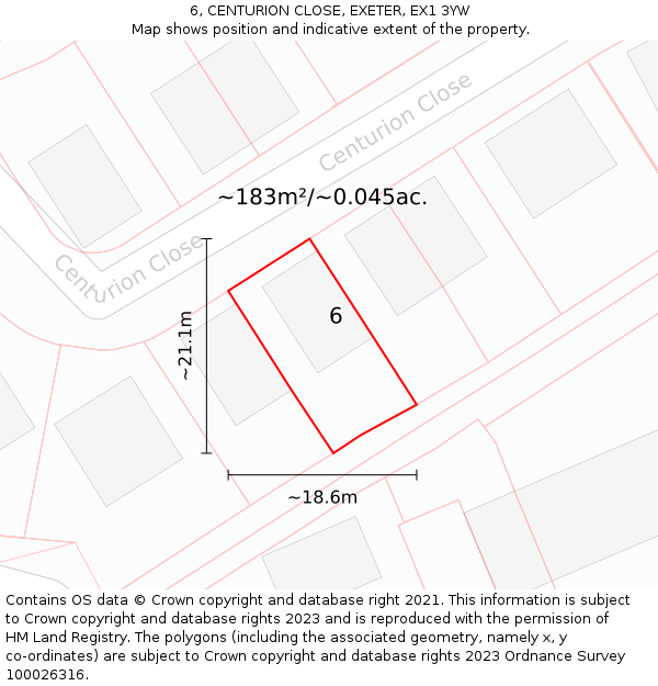 6, CENTURION CLOSE, EXETER, EX1 3YW: Plot and title map